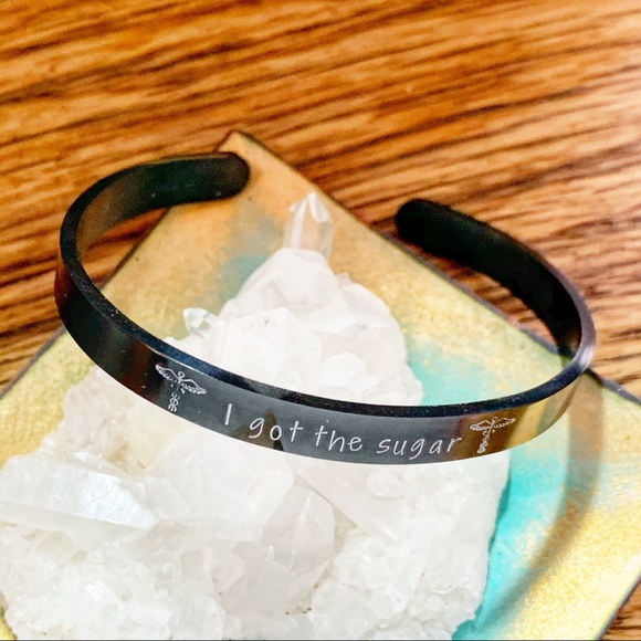 🆕 Diabetic Medical Alert Bracelet I got The Sugar Handstamped Cuff T1D Diabetes - Picture 3 of 4